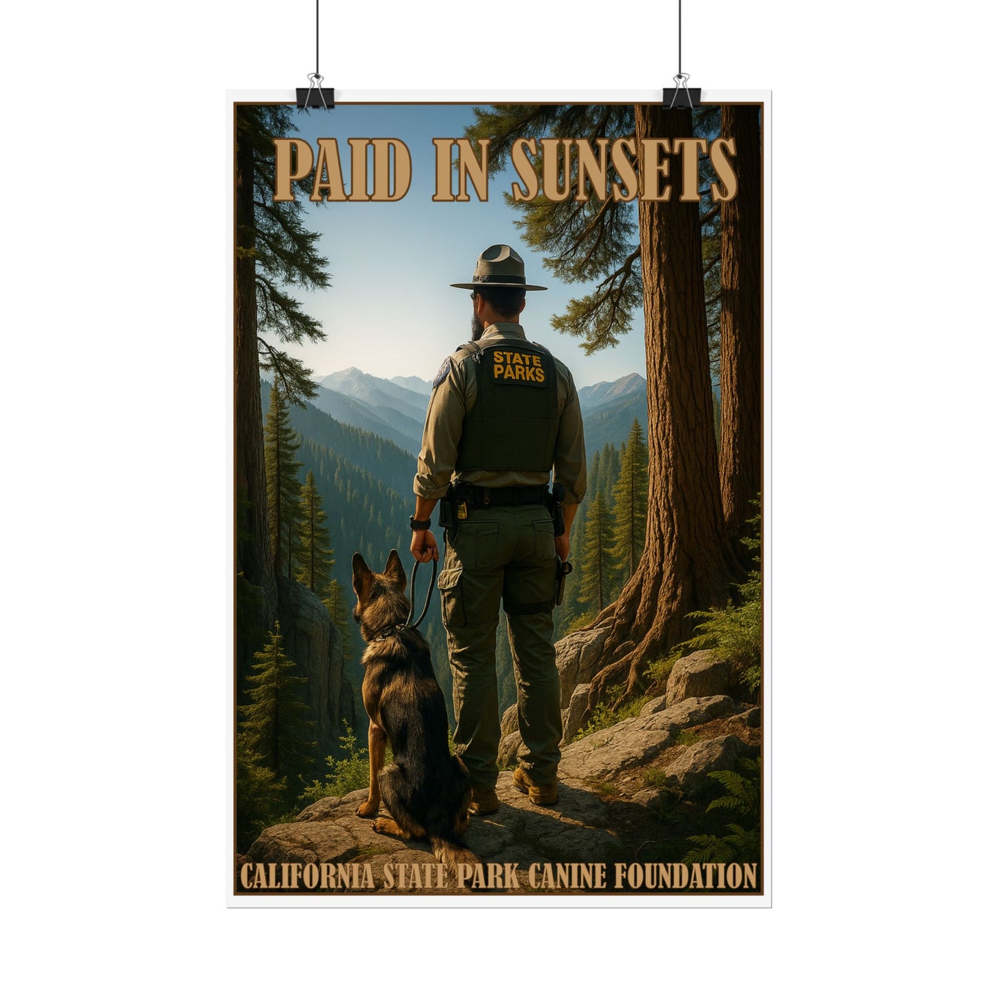 Paid in Sunsets Poster – Park Ranger & Canine Vintage Art
