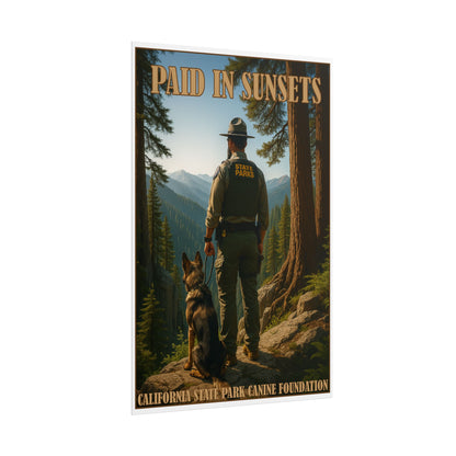 Paid in Sunsets Poster – Park Ranger & Canine Vintage Art